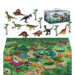 Dinosaur Playset with Play Mat and Dinosaur Figures - Educational Toy for Kids